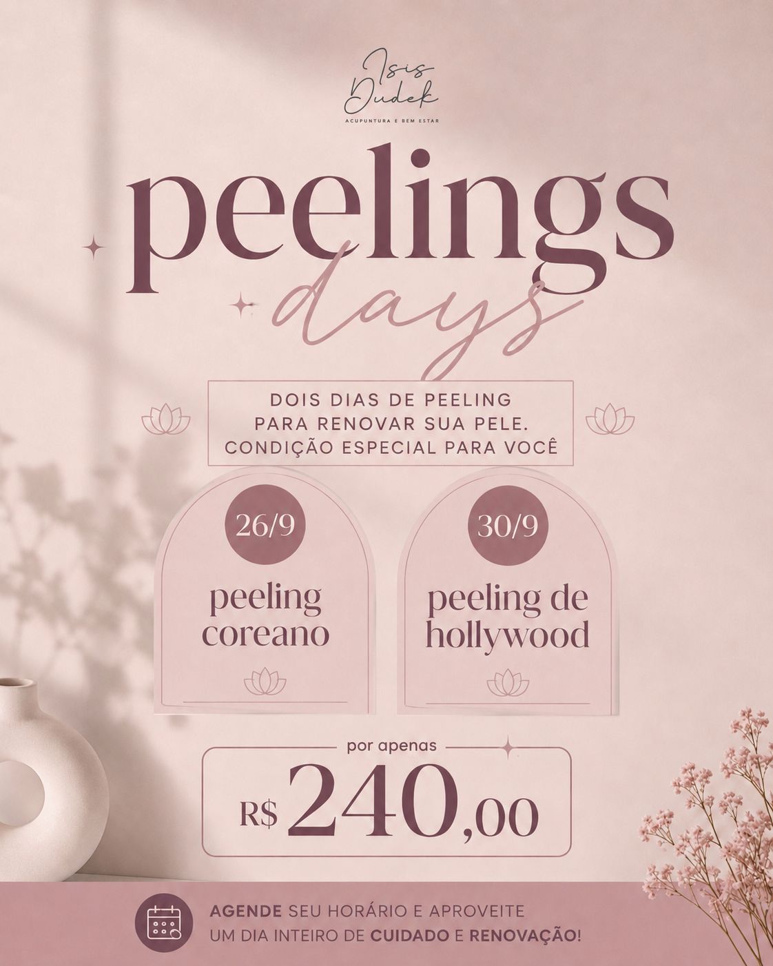Peelings Days — peeling coreano 26/9 e peeling de hollywood 30/9, por R$ 240,00